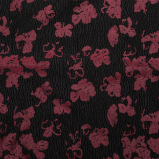 Metallic Black and Rhododendron Floral Luxury Brocade