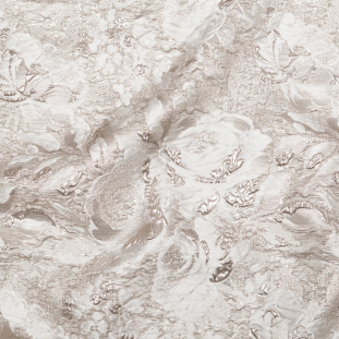 Metallic Silver and Castle Wall Rosy Luxury Brocade