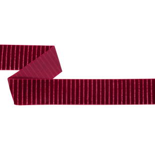 Italian Red Vertical Stripes Velvet Burnout Trim - 1.4375"