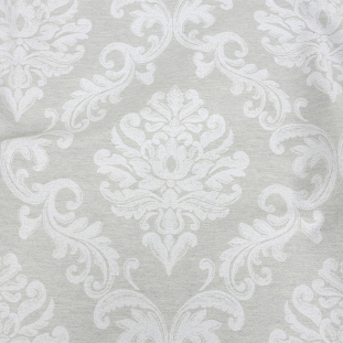 Gray and White Damask Double Wide Drapery Jacquard