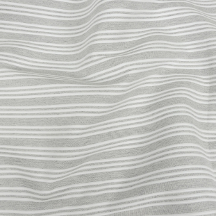 Gray Double Wide Drapery Twill with Raised White Stripes
