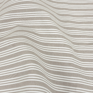 Khaki Double Wide Drapery Twill with Raised White Stripes