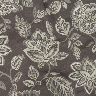 Gradient Gray Jacobean Floral Blended Polyester Jacquard