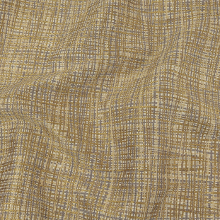 Mustard and Gray Off Kilter Plaid Polyester and Cotton Upholstery Jacquard