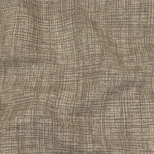 Beige and Ivory Sketched Plaid Cotton and Polyester Jacquard