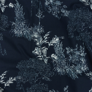 Mood Exclusive Navy Branching Out Stretch Cotton Poplin