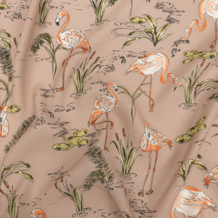 Mood Exclusive Taupe Flamingo Festivities Sustainable Viscose Woven