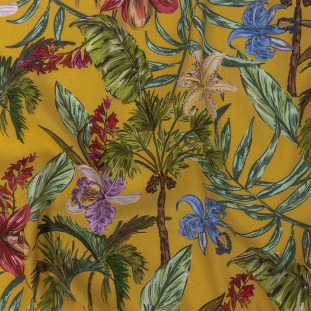 2 Yards of Mood Exclusive Yellow Organic Orchids Sustainable Viscose Woven