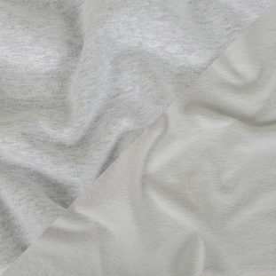 Leida Heathered Light Gray and White Cotton Fleece Backed Jersey