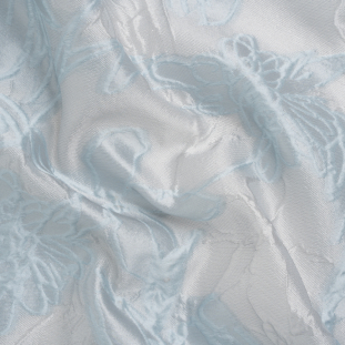 Pastel Blue and Gray Floral Sheer Luxury Brocade