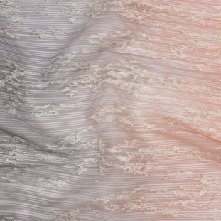 Sequoia Charcoal and Blush Ombre Abstract Embroidered and Sequined Soft Pleated Tulle