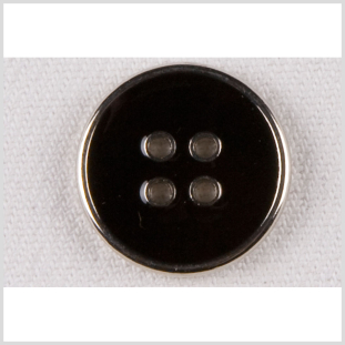 Silver/Black Metal Coat Button - 32L/20mm