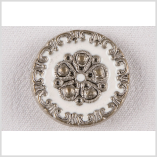 Silver/White Metal Coat Button - 40L/25mm