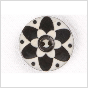 Black/Off-White Plastic Button - 40L/25mm