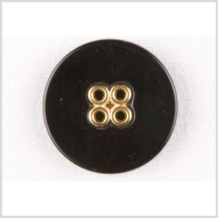 Black/Gold Plastic Button - 44L/28mm