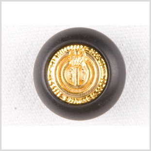 Black/Gold Plastic Button - 22L/14mm