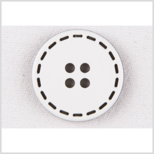 White/Black Plastic Button - 40L/25mm