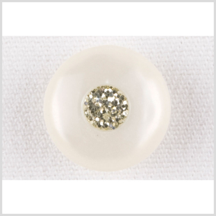 Ivory/Silver Plastic Button - 24L/15mm