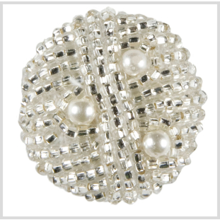 Silver Beaded Button - 44L/28mm