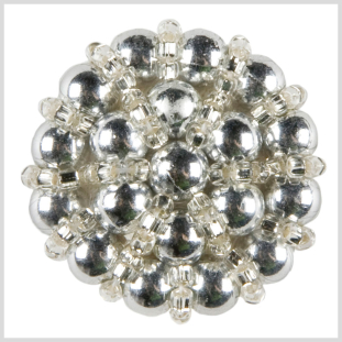 Silver Beaded Button - 44L/28mm