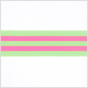Green/Hot Pink Striped Grosgrain Ribbon
