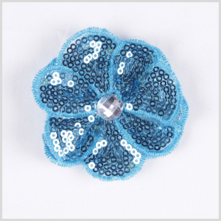 Turquoise Sequin Flower Brooch