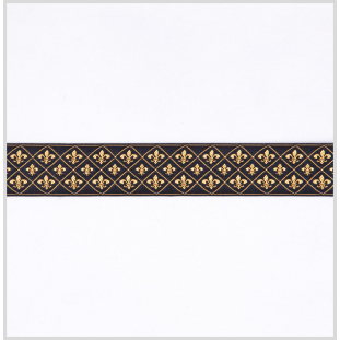 7/8 Gold/Black French Jacquard Ribbon