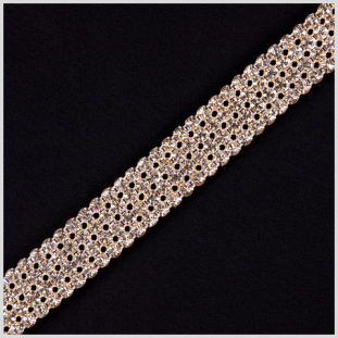 4 Rows Crystal Gold Plated On White Netting Metal & Czech Rhinestone - .75