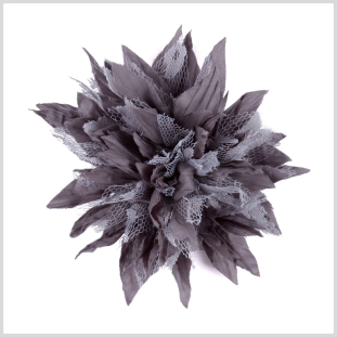 Gray Fabric Flower Brooch