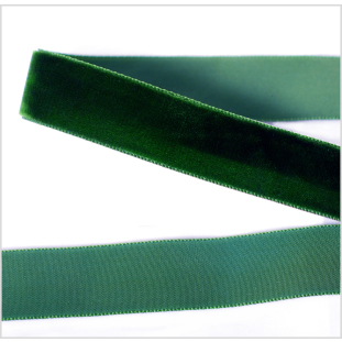 Midnight Green Single Face Velvet Ribbon - 0.875