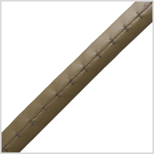 Italian Green Sticthed Faux Leather Trim - 0.75