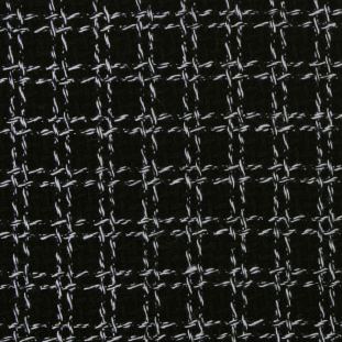 Italian Black & White Plaid Wool Boucle