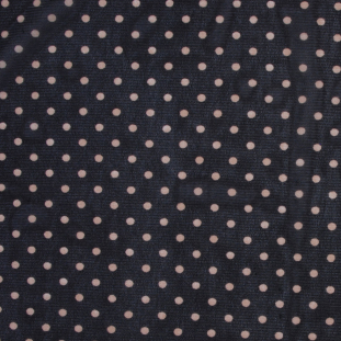 Black and Taupe Polka Dotted Polyester Mesh