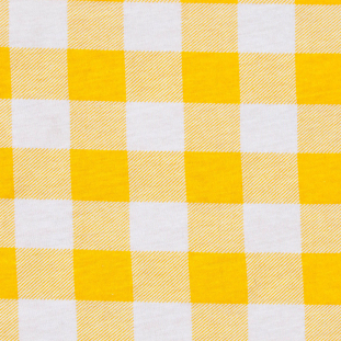 Bright Yellow and White Big Checks Cotton Jersey