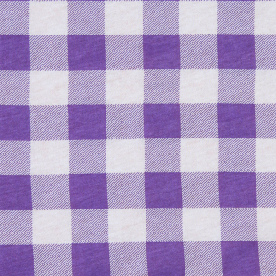 Purple and White Big Checks Cotton Jersey