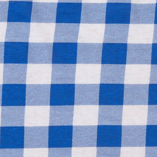 Blue and White Big Checks Cotton Jersey