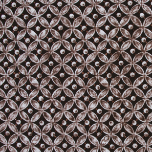 Brown and Taupe 100% Silk Geometric Twill