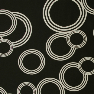 Italian Black Lightweight Silk Circles Print
