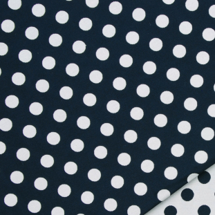 Navy and Cream Polka Dot Cotton-Polyester ReversibleWoven