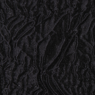 Italian Black Crinkled Silk Matelasse