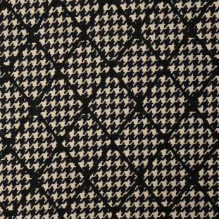 Black and Cream Diamond Quilted Houndstooth Reversible Jacquard