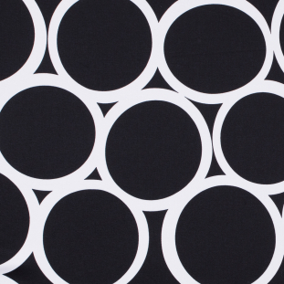 White and Black Circles on a Stretch Cotton Sateen