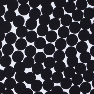 White and Black Circle Printed Stretch Cotton Sateen