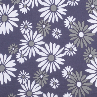 Famous NYC Designer Gray and Green Daisy Cotton Print
