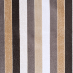 Beige and Gray Striped Velvet