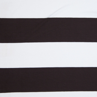 Brown and Ivory Chunky Stripes Viscose Jersey