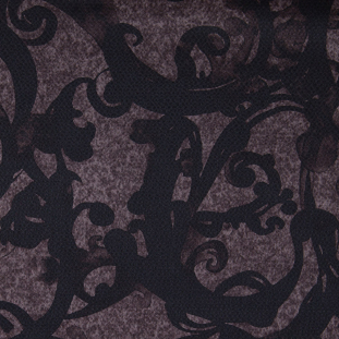 Italian Deep Brown and Black Textured Silk Charmeuse Print