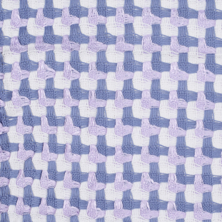 Italian Lavender and Ivory Cotton Novelty Houndstooth Woven