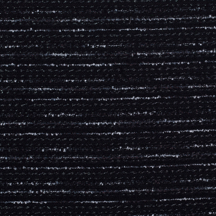 Black Metallic Striped Lightweight Wool Boucle