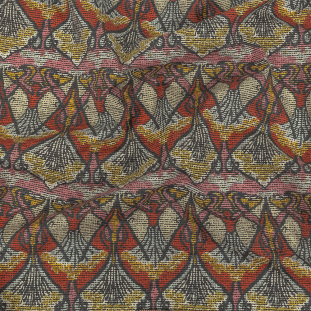 Pink, Spicy Mustard and Orange Printed Stretch Cotton Lawn